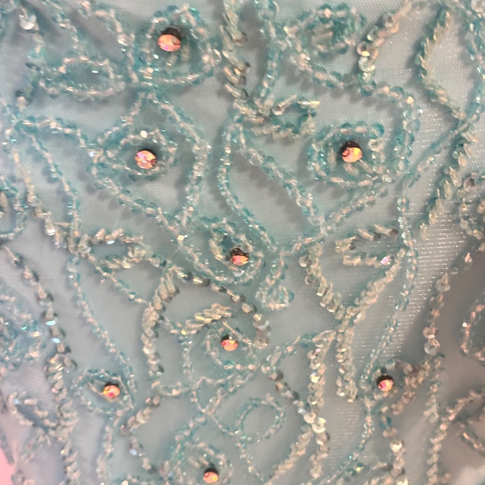 Jovani JVN33695 Prom Dress Aqua Blue Beaded Sz 4 Embellished Bodice - Picture 8 of 13